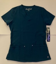 Women  s Easy Stretch Size XXS Polyester Dark Blue/Green Scrub Top - Free Shippin