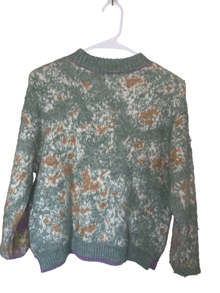 Zara Purple Yellow Green Girls Sweater. Youth Sz 11-12 - Image 3 of 4