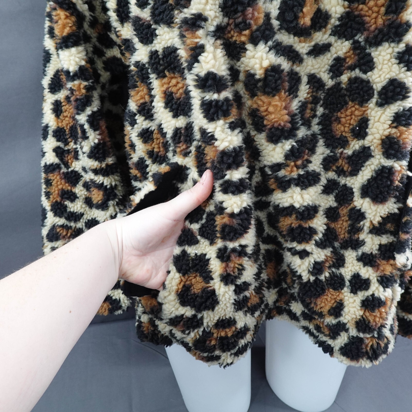 J Crew Womens Jacket Medium Leopard Print Sherpa … - image 4