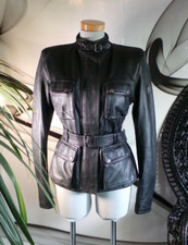 Belstaff Gold Label Biker Real Leather Belted Biker Jacket Size 14 Made In Italy
