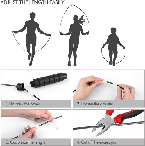 Jump Rope, Cavo Corda per Salto Rapida Senza Grovigli con Cuscinetti a Sfera per Donna - Foto 4 di 19