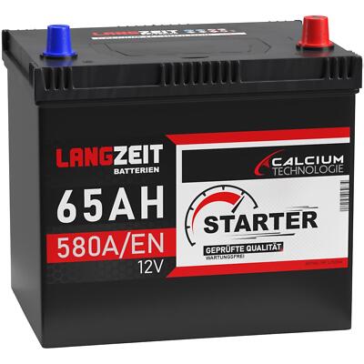 Langzeit Starterbatterie Asia Autobatterie 12V 65AH Plus Pol Rechts 56568 KFZ