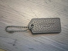 COACH VINTAGE British Tan Brown LEATHER Brass Fob Bag Charm Keychain Hang Tag