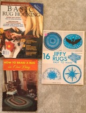 Lot vtg 16 JIFFY RUGS easy RAG Latch Hook RYA Knit BRAID Rug Hooking Soldier