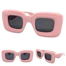 OVERSIZED RETRO Party Club Rave DJ SUN GLASSES Large Big Thick Square Pink Frame