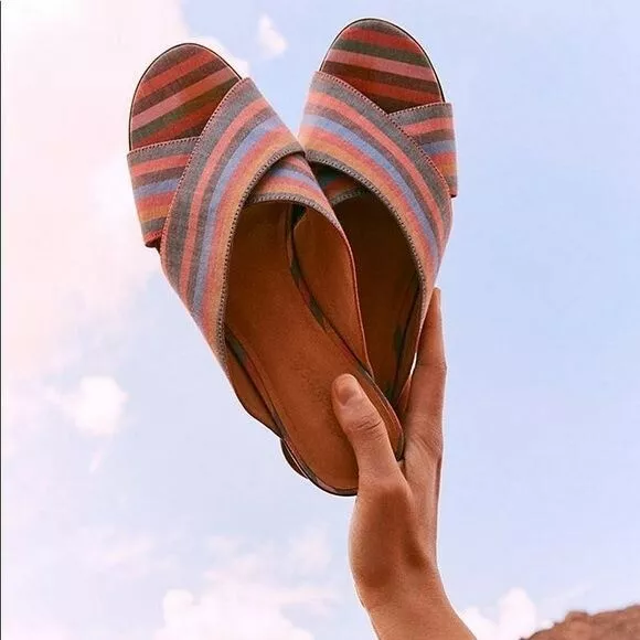 Madewell NEW Ruthie Crisscross Mule slide sandal in Rainbow Stripes 9.5