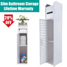 Bathroom White Cabinet Shelf Cupboard Storage Toilet Unit Tall Rack Organizer