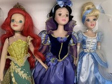 16 Disney Cinderella Ariel Snow White Porcelain Dolls Brass Key Little Mermaid