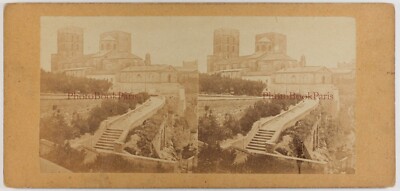 FRANCE Notre Dame des Doms d Avignon c1865 Photo Stereo Vintage Albumin