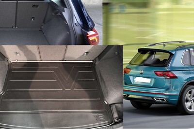 Set Tappetini In Gomma 3D + Vasca Bagagliaio Per VW Tiguan II 2016-2024 - Bordo Alto 5 Cm, Protezione Completa