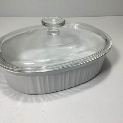 Corning Ware F-12-B French White Oval 1.8 Liter Baking Dish & F-12-C Pyrex Lid