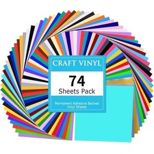 74 Pack 12x12 Permanent Adhesive Craft Vinyl Sheets for Cricut Silhouette New