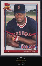 1991 Topps Traded #123T Mo Vaughn Rookie Card RC Boston Red Sox. rookie card picture