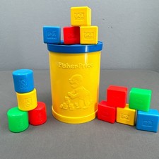VTG 70s Fisher Price Babys First Blocks Toddler Shape Sorter Toy 13 blocks USA