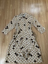 Talbots Women's Jackie Dress 8p Tan Flowers Circles Retro Elegant Pockets NWT