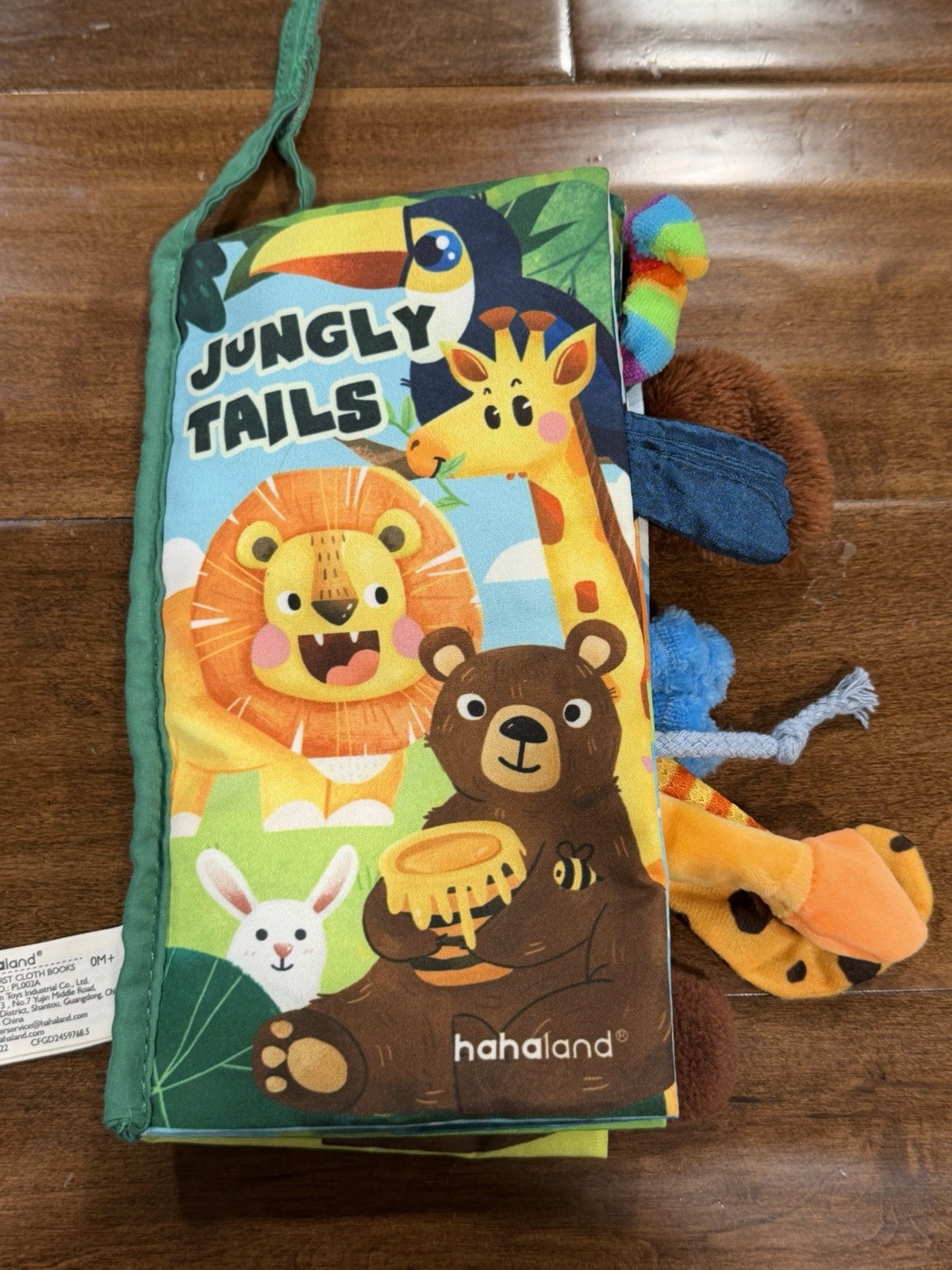 Hahaland Jungly Tails Soft Crinkly Cloth Baby Book Animal Tail Textured