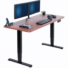 VIVO Electric 60" x 24" Stand Up Desk, Dark Walnut Table Top, Black Frame