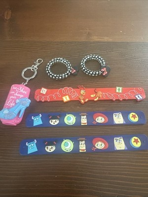 Disney Parks Souvenir Lot Of 6 - Cinderella, Minnie Bracelets, Toy Story Slap ++
