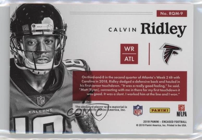 2018 Panini Encased Rookie Quad Memorabilia Sapphire /25 Calvin Ridley #RQM-9 RC - Image 2 of 2