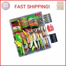 Topconcpt 275-Piece Fishing Lure Kit - Frogs, Spoons, Grasshoppers - for Bass, T