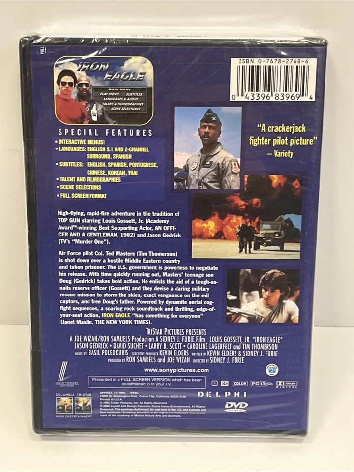Iron Eagle DVD 1986 Movie Film Jason Gedrick Louis Gossett Jr 2003 Sealed NEW Foto 2 de 3