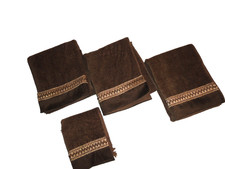AVANTI BRAIDED MEDALLION ROPE CUFF MOCHA  4P BATH, HAND TOWELS, WASH SET