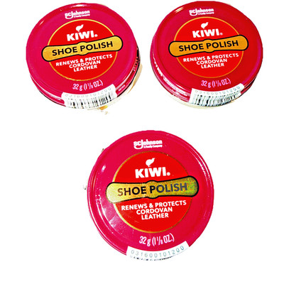 3 Pack  Kiwi CORDOVAN Shoe Polish 1-1/8 oz Premium Leather Shine & Care 3 Pack