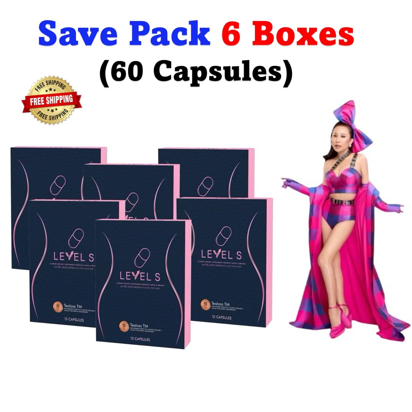 6x Level S Supplement Natural Fat Burn Lean Body Weight Management 10 Capsules