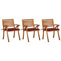 Garten-EssstüHle 3Er Set Massivholz Akazie Mit Kissen FüR Terrasse
