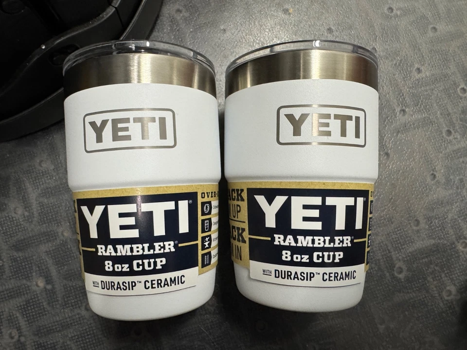 2 x Yeti Rambler 8 oz Stackable Cup w/ Magslider Lid - White
