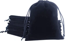 Small Velvet Gift Bags with Drawstring, 20pcs 4.0x4.8 Inch Black Drawstring Velv