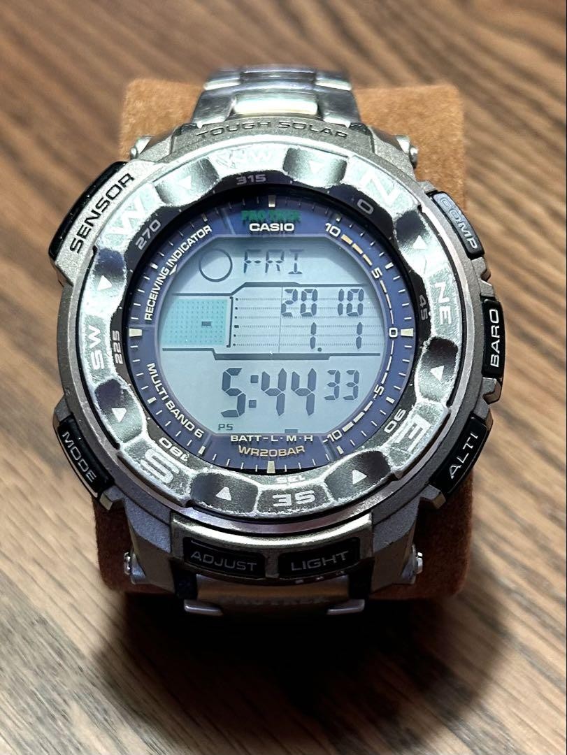 CASIO PRO TREK PRW-2500T Titanium Solar Watch Triple Sensor Moon Tide