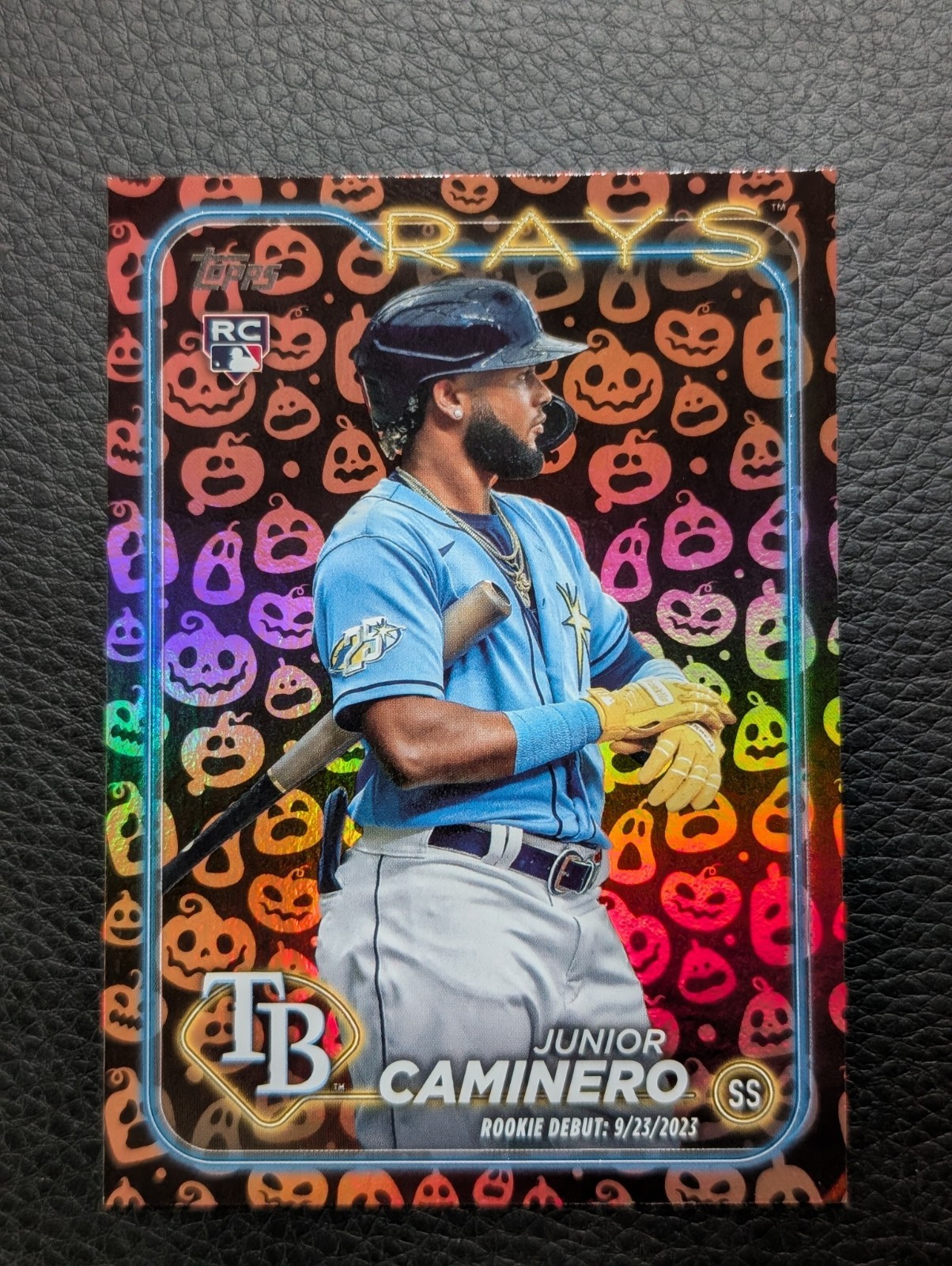2024 Topps Update Series RC Junior Caminero #US223 Jack-O'-Lantern Foil Rookies