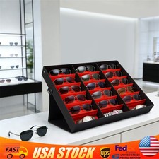 18 Slot Eyeglass Sunglasses Display Glasses Storage Grid Stand Case Box Holder