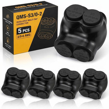 5-Pack Insulated 2-Port Multi Tap Connector for 3/0-6 AWG Wire