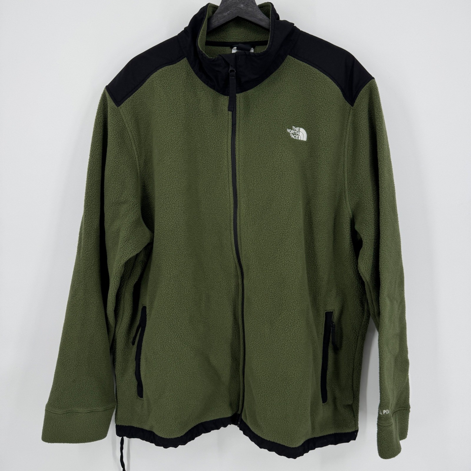 The North Face Mens Fleece Jacket Green Polartec Full Zip Outdoor Size XXL 2XL