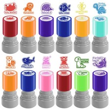 12 Pcs Self Inking Teacher Stamps for Classroom Grading Homework
