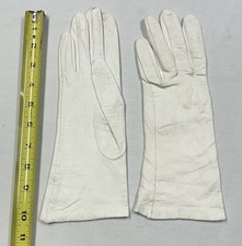 1960's White Kid Leather Silk Lined Gloves
