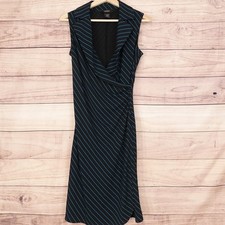 Express Dress Womens Small Sleeveless Wrap Midi Stripe Career Polyester