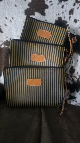 FENDI Vintage 1980's Pequin Stripe Make-Up Clutches - 3 Sizes - New; Never Used