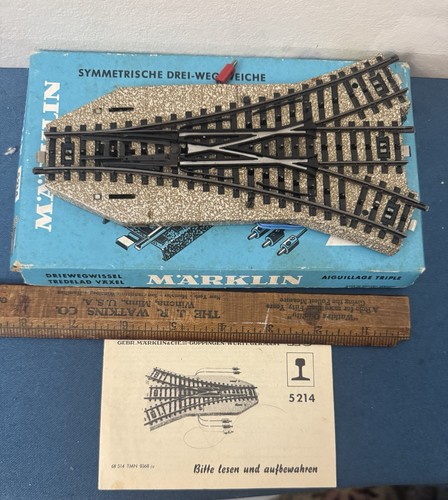 Fantastic Vintage MARKLIN H0 - 5214 - THREE WAY POINTS - M Track /*/ BOX - EXC