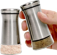 Willow & Everett Salt and Pepper Shaker Set - Stainless Steel & Glass with Adjus