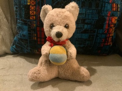 Vintage Chiltern Teddybär mit Ball - Aufzieh Musik Rock a bye Baby Wiegenlied