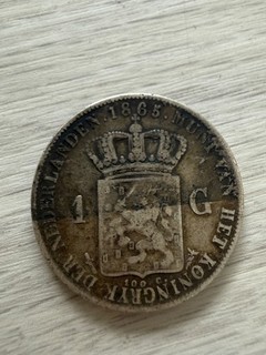 1865 1 Gulden Netherlands silver .945 lot 3283