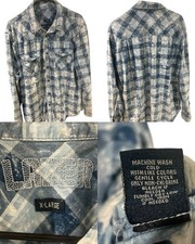 Lazer Shirt Adult X-Large Blue Canvas Acid Wash Button Up Cotton Mens