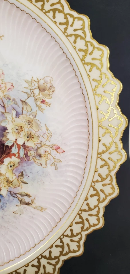 Doulton Burslem Plate Hand Painted Spanish Ware Florals Moorish Rim Signed - Image 4 of 4