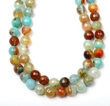 Natural Sardonyx Beads 13 Inch Strand 8 MM Beads Faceted Round Gemstone Beads
