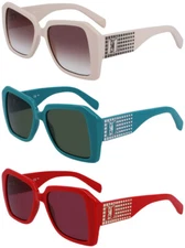 Karl Lagerfeld Women's Oversized Square Sunglasses w/ Maxi Temples - KL6140S