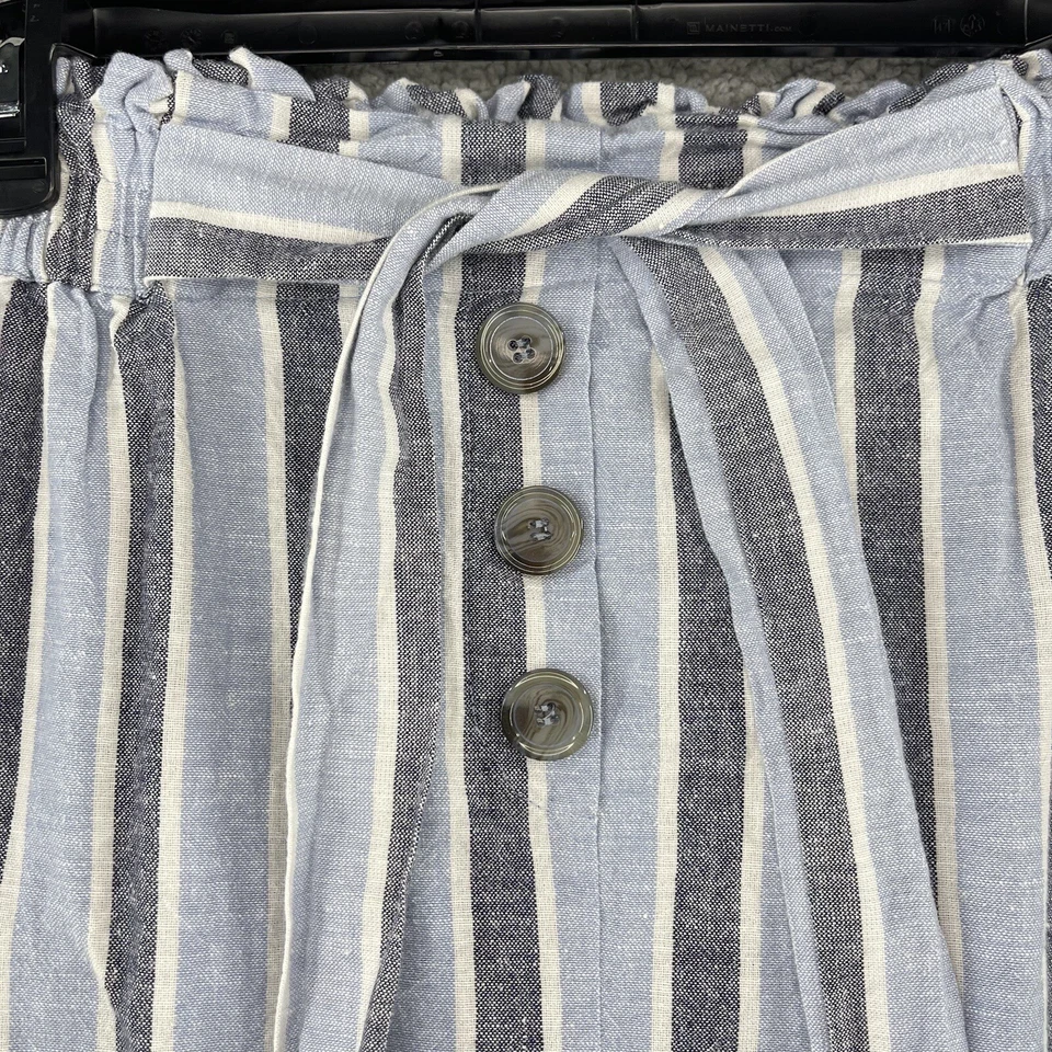 Falda para mujer Angie mediana azul gris rayas bolsa de papel parte inferior cintura elástica Foto 2 de 4