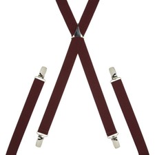 Skinny Burgundy Trouser Braces Elastic Suspenders Handmade in England